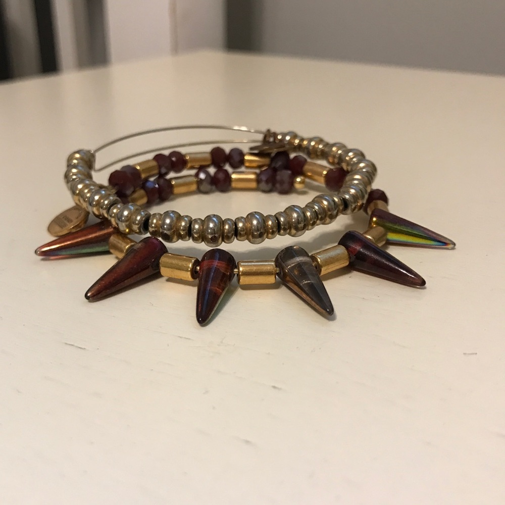 Gold Alex and Ani beaded bracelets